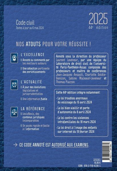 Produktbild: Code civil 2025 jaquette blue