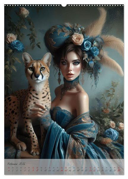 Produktbild: Eleganz der Exotik - Femme Fatale im Boh&egrave;me-Chic mit tierischen Begleitern (Wandkalender 2026 DIN A2 hoch), CALVENDO Monatskalender