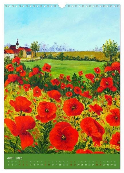 Produktbild: Coquelicots en peinture (Calendrier mural 2026 DIN A3 horizontal), CALVENDO calendrier mensuel