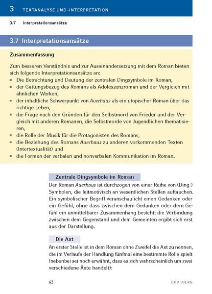 Produktbild: Auerhaus von Bov Bjerg - Textanalyse und Interpretation