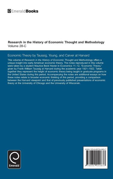 Produktbild: Economic Theory by Taussig, Young, and Carver at Harvard