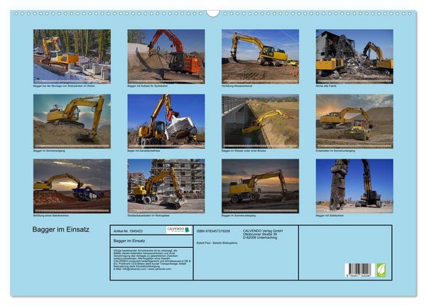 Produktbild: Bagger im Einsatz (Wandkalender 2026 DIN A2 quer), CALVENDO Monatskalender