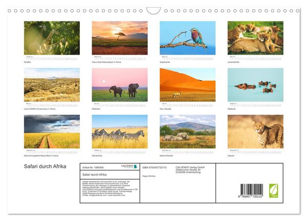 Produktbild: Safari durch Afrika (Wandkalender 2026 DIN A3 quer), CALVENDO Monatskalender