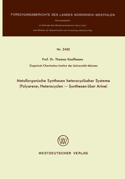 Produktbild: Metallorganische Synthesen heterocyclischer Systeme