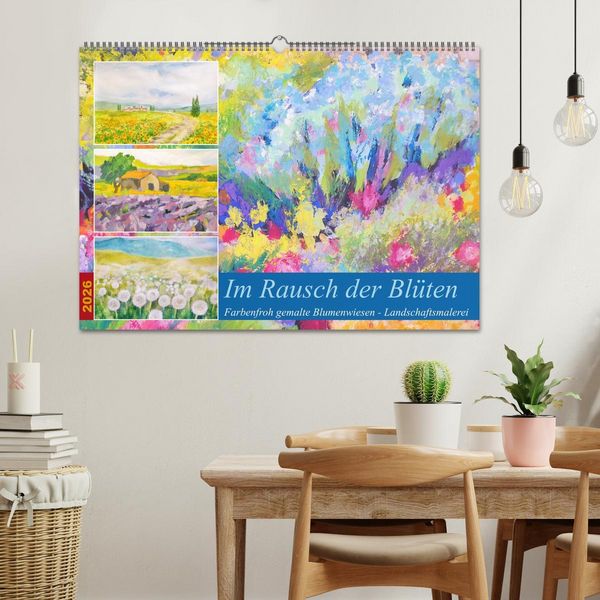 Produktbild: Im Rausch der Bl&uuml;ten - Farbenfroh gemalte Blumenwiesen (Wandkalender 2026 DIN A2 quer), CALVENDO Monatskalender
