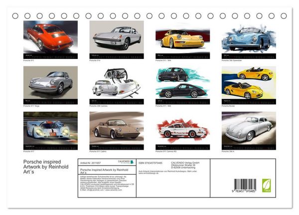Produktbild: Porsche inspired Artwork by Reinhold Art&acute;s (Tischkalender 2026 DIN A5 quer), CALVENDO Monatskalender