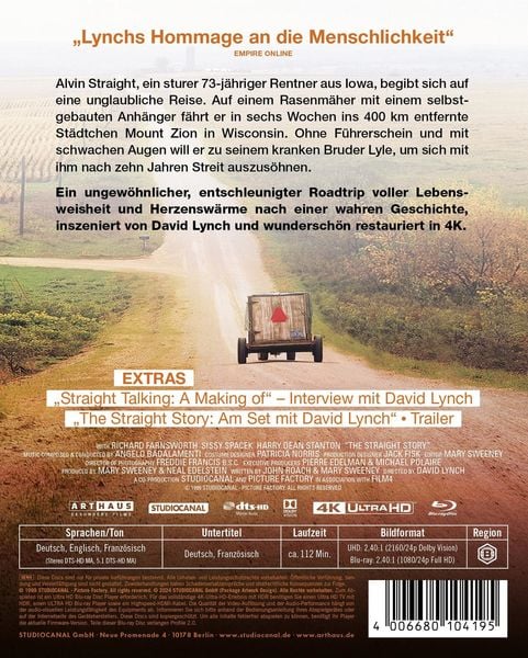 Produktbild: The Straight Story - Eine wahre Geschichte (4K Ultra HD) (+ Blu-ray)
