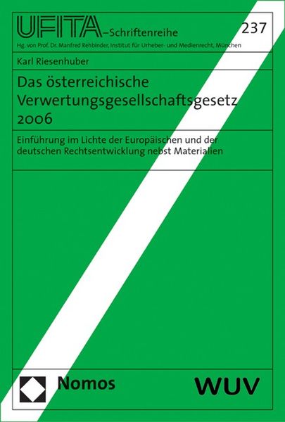 Produktbild: Das &ouml;sterreichische Verwertungsgesellschaftengesetz 2006