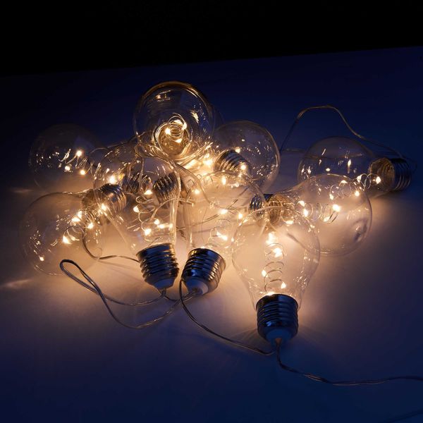 BUTLERS BULB LIGHTS LED-Lichterkette 10 Lichter mit USB-Batteriefach