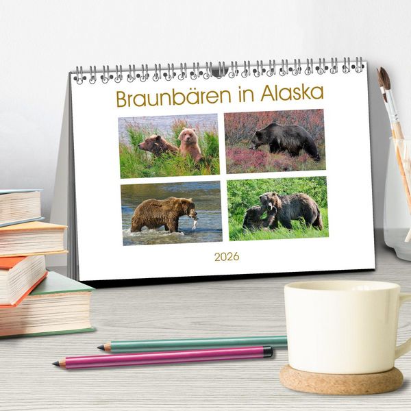 Produktbild: Braunb&auml;ren in Alaska (Tischkalender 2026 DIN A5 quer), CALVENDO Monatskalender