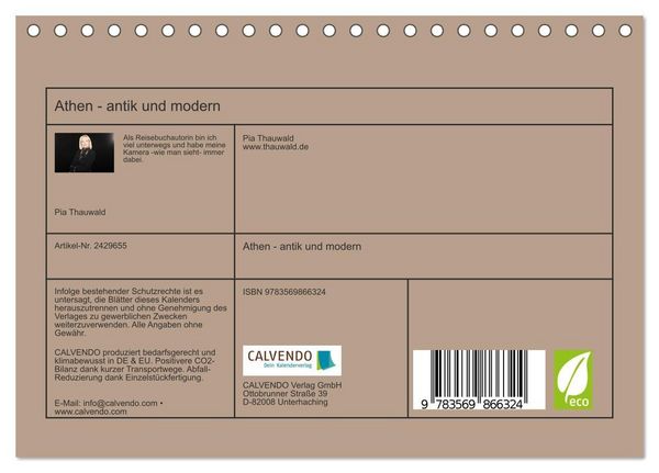 Produktbild: Athen - antik und modern (Tischkalender 2027 DIN A5 quer), CALVENDO Monatskalender