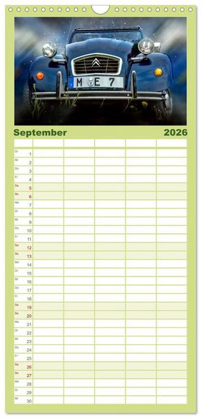 Produktbild: Familienplaner 2026 - Die Ente - Citro&euml;n 2CV mit 5 Spalten (Wandkalender, 21 x 45 cm) CALVENDO