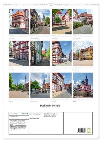 Produktbild: Duderstadt am Harz (Wandkalender 2026 DIN A2 hoch), CALVENDO Monatskalender
