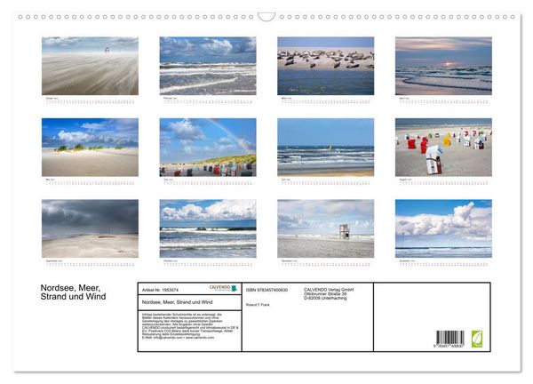 Produktbild: Nordsee, Meer, Strand und Wind (Wandkalender 2026 DIN A2 quer), CALVENDO Monatskalender