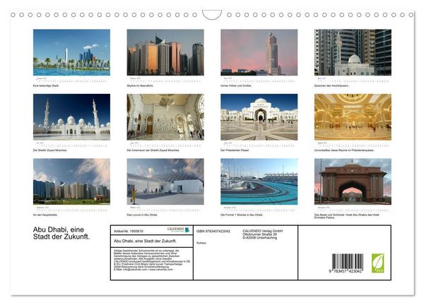 Produktbild: Abu Dhabi, eine Stadt der Zukunft. (Wandkalender 2026 DIN A3 quer), CALVENDO Monatskalender