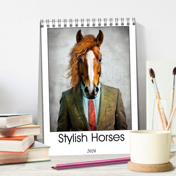 Produktbild: Stylish Horses (Desk Calendar 2026 DIN A5 portrait), CALVENDO 12 Month DeskCalendar