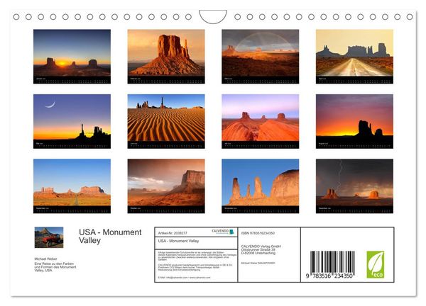 Produktbild: USA - Monument Valley (Wandkalender 2026 DIN A4 quer), CALVENDO Monatskalender