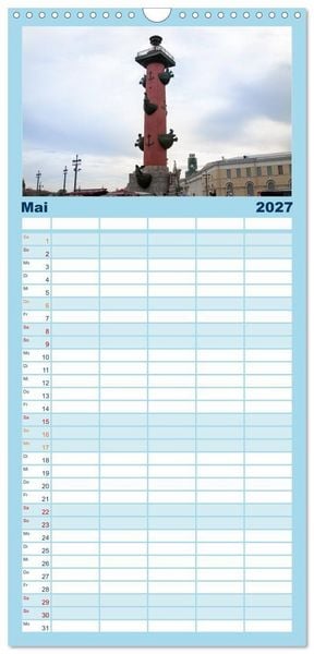 Produktbild: Familienplaner 2027 - Sankt Petersburg - "Venedig des Nordens" mit 5 Spalten (Wandkalender, 21 x 45 cm) CALVENDO