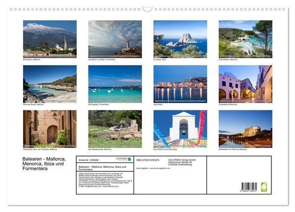 Produktbild: Balearen - Mallorca, Menorca, Ibiza und Formentera (Wandkalender 2027 DIN A2 quer), CALVENDO Monatskalender
