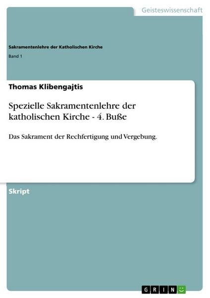 Produktbild: Spezielle Sakramentenlehre der katholischen Kirche - 4. Bu&szlig;e