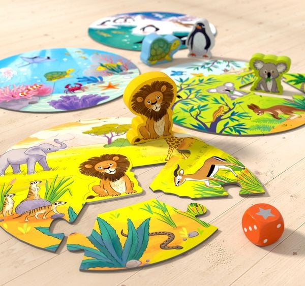 Produktbild: Game m. Puzzle - Wo leben L&ouml;we & Co.?