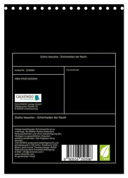 Produktbild: Gothic beauties - Sch&ouml;nheiten der Nacht (Tischkalender 2026 DIN A5 hoch), CALVENDO Monatskalender