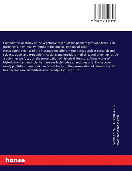 Produktbild: Comparative anatomy of the vegetative organs of the phanerogams and ferns