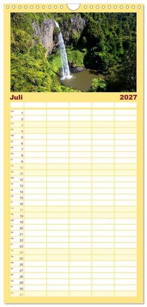 Produktbild: Familienplaner 2027 - Neuseeland - ein Naturparadies mit 5 Spalten (Wandkalender, 21 x 45 cm) CALVENDO