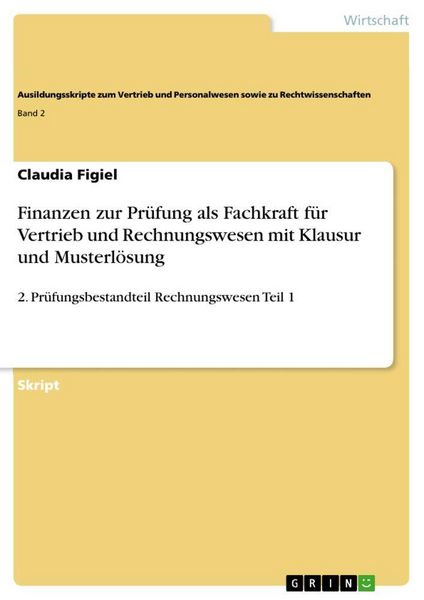Produktbild: Finanzen zur Pr&uuml;fung als Fachkraft f&uuml;r Vertrieb und Rechnungswesen mit Klausur und Musterl&ouml;sung