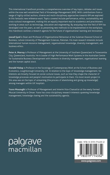 Produktbild: The Palgrave Handbook of Knowledge Management