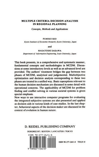 Produktbild: Multiple Criteria Decision Analysis in Regional Planning