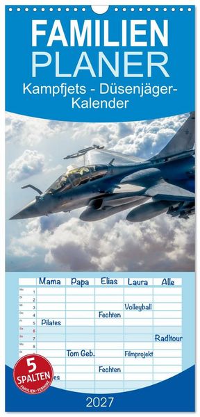 Produktbild: Familienplaner 2027 - Kampfjets - D&uuml;senj&auml;ger-Kalender mit 5 Spalten (Wandkalender, 21 x 45 cm) CALVENDO