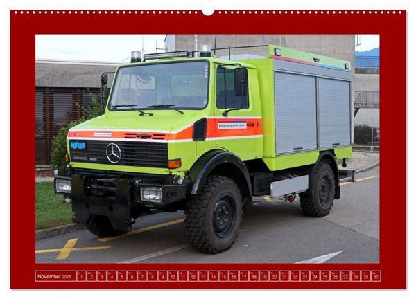 Produktbild: Unimog bei der Feuerwehr (hochwertiger Premium Wandkalender 2026 DIN A2 quer), Kunstdruck in Hochglanz