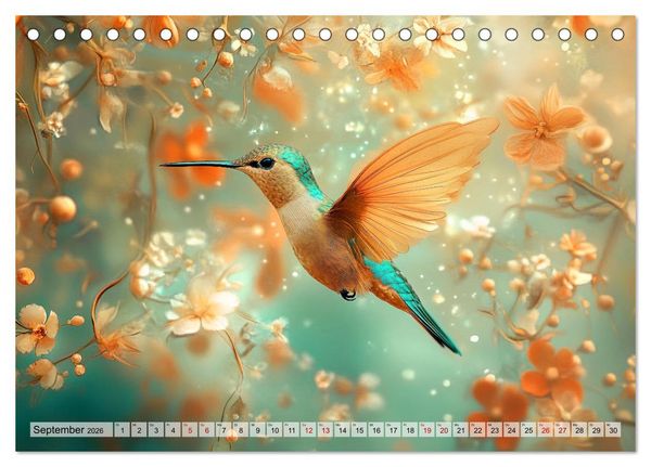 Produktbild: Fliegende Kunstwerke - Kolibris (Tischkalender 2026 DIN A5 quer), CALVENDO Monatskalender