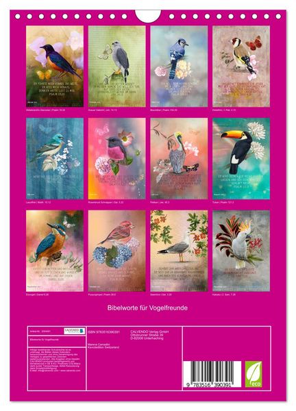 Produktbild: Bibelworte f&uuml;r Vogelfreunde (Wandkalender 2026 DIN A4 hoch), CALVENDO Monatskalender