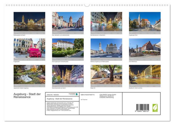 Produktbild: Augsburg - Stadt der Renaissance (hochwertiger Premium Wandkalender 2026 DIN A2 quer), Kunstdruck in Hochglanz