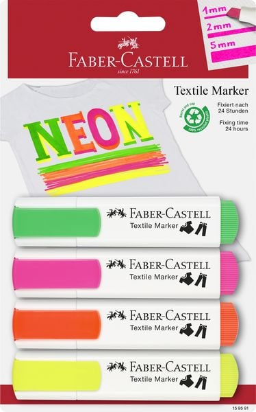 Faber-Castell Textilmarker neon 4er Set