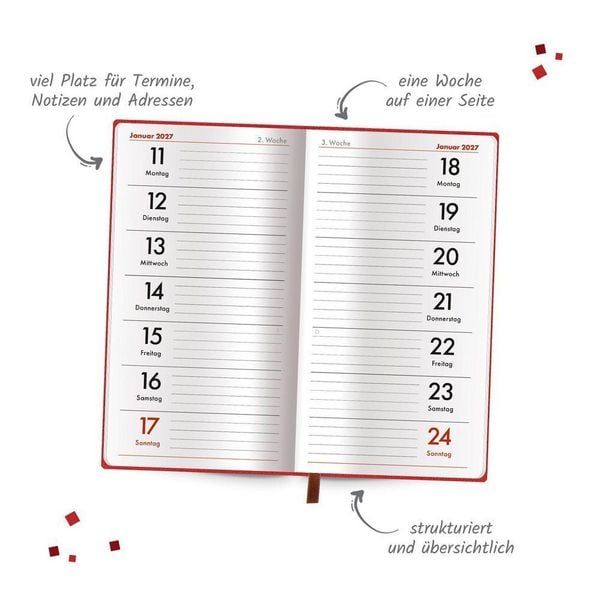 Produktbild: TR&Ouml;TSCH - Taschenterminer Soft Touch Herzchen 2027