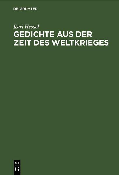 Produktbild: Gedichte aus der Zeit des Weltkrieges
