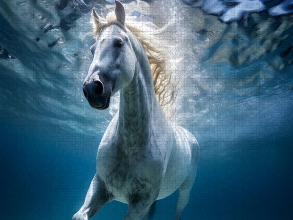 Produktbild: CALVENDO Puzzle Ein edles Pferd geht schwimmen | 1000 Teile Lege-Gr&ouml;&szlig;e 64x48cm Foto-Puzzle f&uuml;r gl&uuml;ckliche Stunden