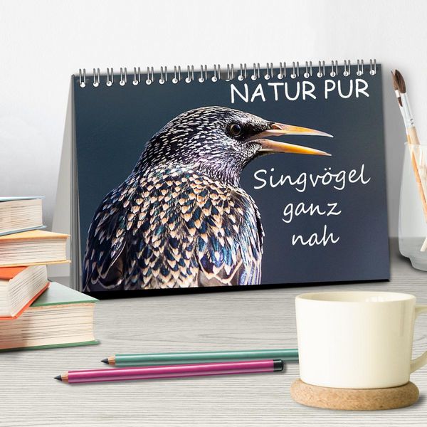 Produktbild: NATUR PUR - Singv&ouml;gel ganz nah (Tischkalender 2026 DIN A5 quer), CALVENDO Monatskalender