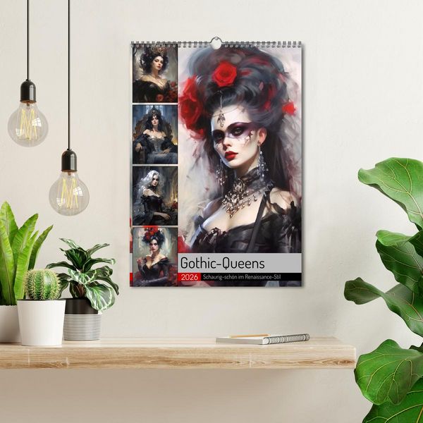 Produktbild: Gothic-Queens. Schaurig-sch&ouml;n im Renaissance-Stil (Wandkalender 2026 DIN A3 hoch), CALVENDO Monatskalender