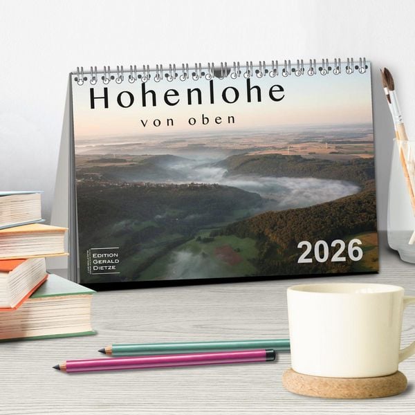 Produktbild: Hohenlohe von oben (Tischkalender 2026 DIN A5 quer), CALVENDO Monatskalender