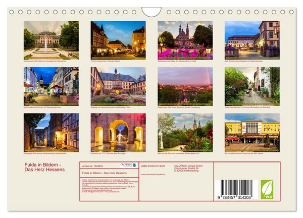 Produktbild: Fulda in Bildern - Das Herz Hessens (Wandkalender 2026 DIN A4 quer), CALVENDO Monatskalender