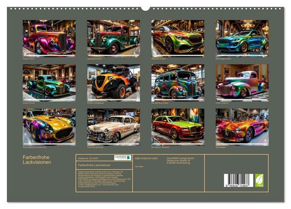 Produktbild: Farbenfrohe Lackvisionen (hochwertiger Premium Wandkalender 2026 DIN A2 quer), Kunstdruck in Hochglanz
