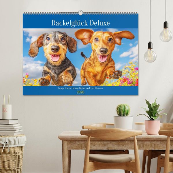 Produktbild: Dackelgl&uuml;ck Deluxe. Lange Ohren, kurze Beine und viel Charme (Wandkalender 2026 DIN A2 quer), CALVENDO Monatskalender
