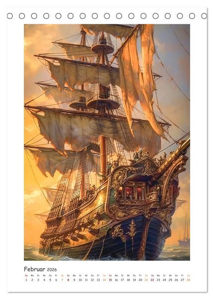 Produktbild: Piratenschiffe (Tischkalender 2026 DIN A5 hoch), CALVENDO Monatskalender
