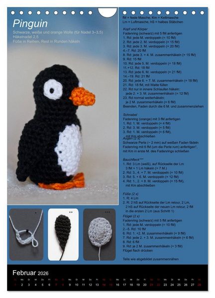 Produktbild: Amigurumi - H&auml;kelideen mit Anleitung (Wandkalender 2026 DIN A4 hoch), CALVENDO Monatskalender