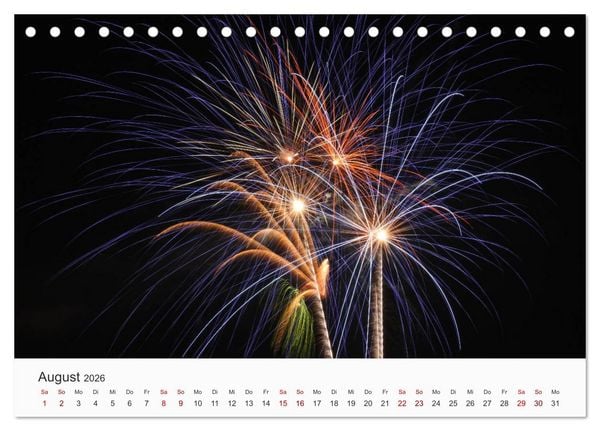 Produktbild: Feuerwerke - Kunstwerke am Himmel (Tischkalender 2026 DIN A5 quer), CALVENDO Monatskalender