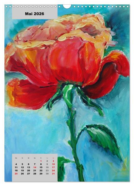 Produktbild: Blumen in Acryl (Wandkalender 2026 DIN A3 hoch), CALVENDO Monatskalender